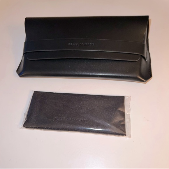 ISABEL MARANT LEATHER SUNGLASSES CASE WITH CLEANING CLOTH BLACK NEW - Picture 3 of 5